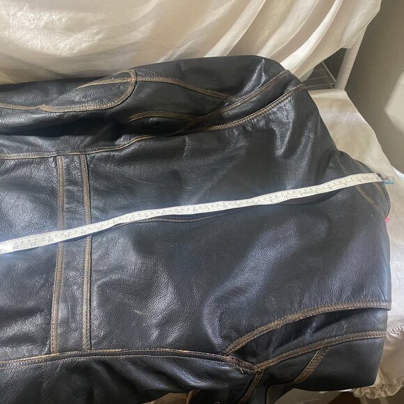 Andrew Marc, mens, medium, brown leather motorcycle jacket - Picture 15 of 16